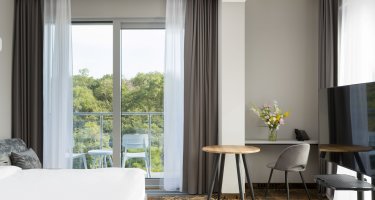 Deluxe suite with kitchen overlooking the river